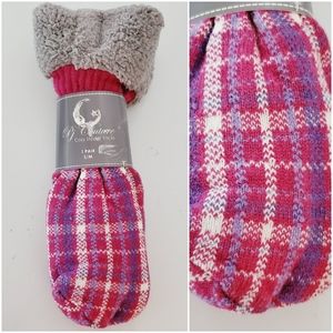 2/$20 PJ Couture Purple Plaid Fuzzy Socks No Slip S/M
